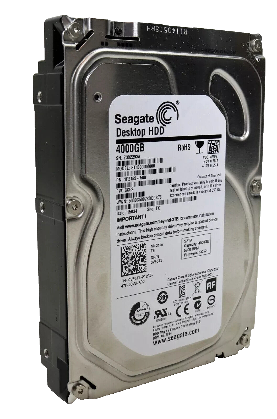 ST4000NM0004  SEAGATE 4TB 12G SAS 7.2K 3.5" LFF HDD HARD DRIVE *TESTED*