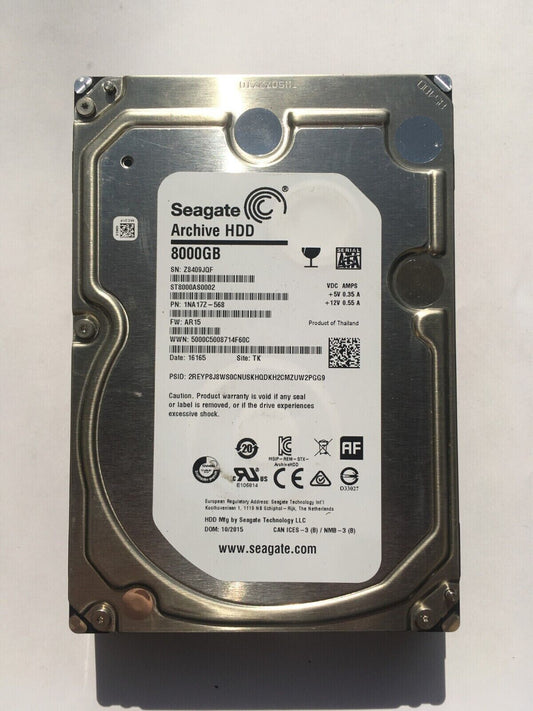 SEAGATE 8TB 5.9K 6Gb/s 3.5" AF SATA ST8000AS0002 ARCHIVE HDD hard drive