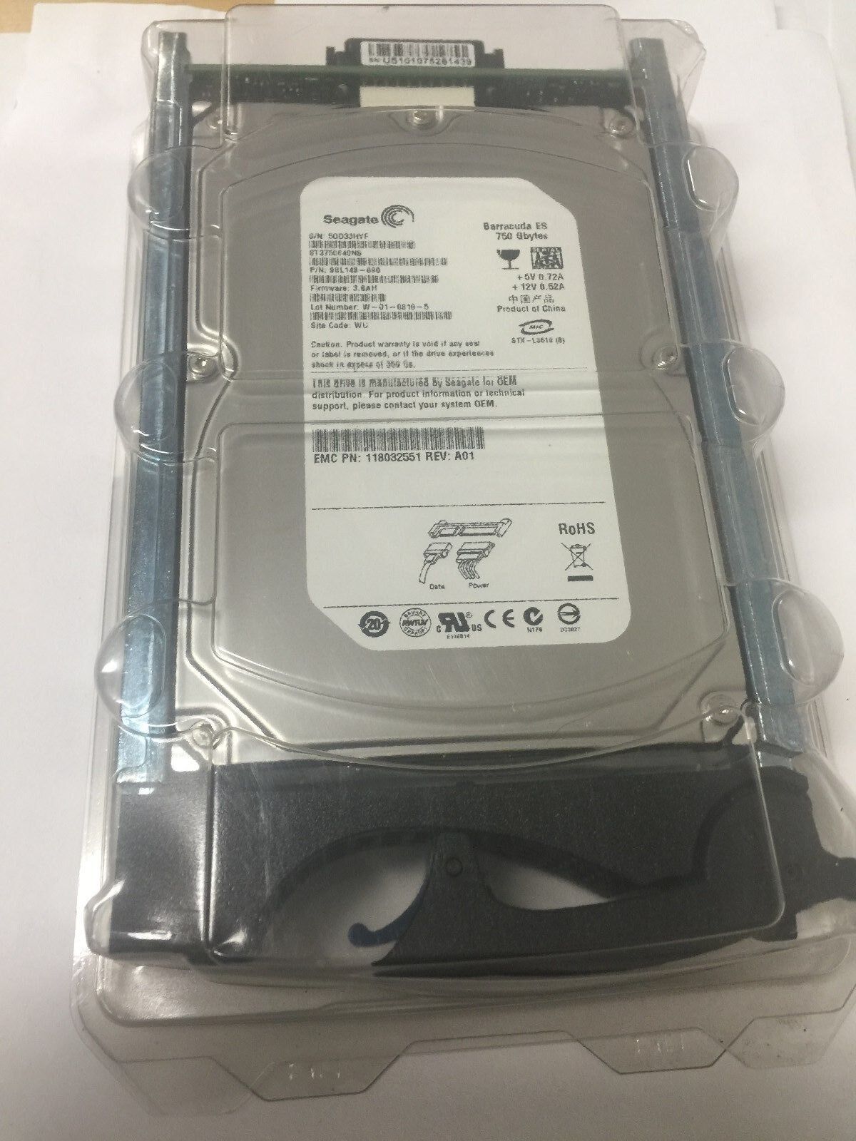 EMC 118032551 750GB, 7200RPM, 512BPS 3Gb SATA with tray for CX series only