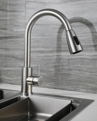 KITCHEN / BAR FAUCET SWIVEL DECK MOUNT SINGLE HOLE TAP BRUSHED STAINLESS STEEL
