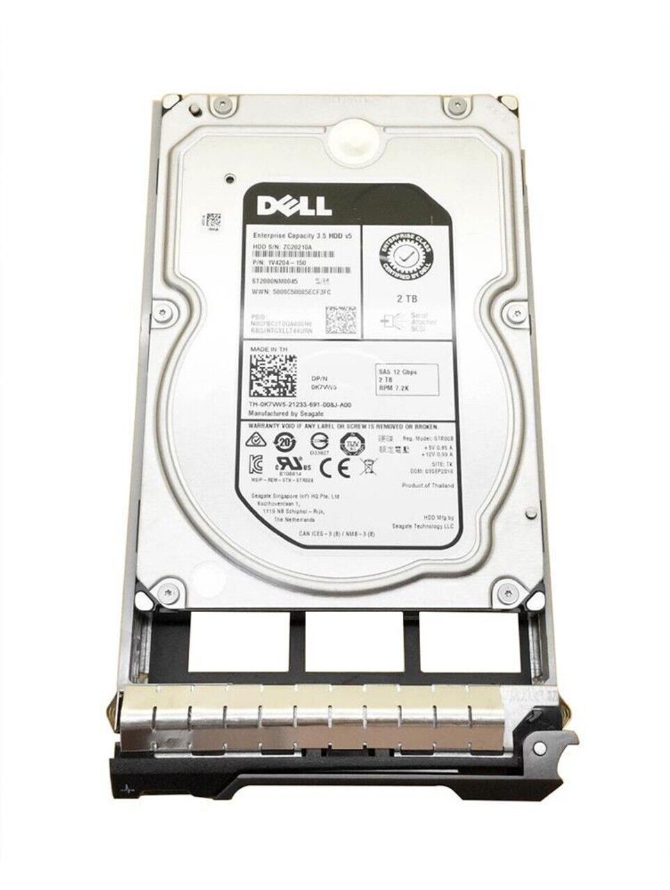 *Dell 0K7VW5 2TB HDD 7.2K RPM 3.5" SAS ST2000NM0045 DP/N: K7VW5* hard drive HDD