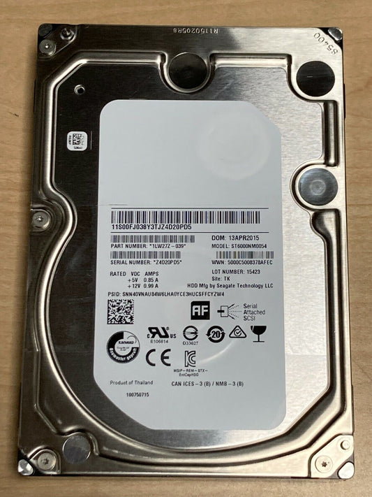  SEAGATE ST6000NM0054 6TB 12Gb 7.2K LFF 3.5'' SAS HDD HARD DRIVE SERVER IBM dell