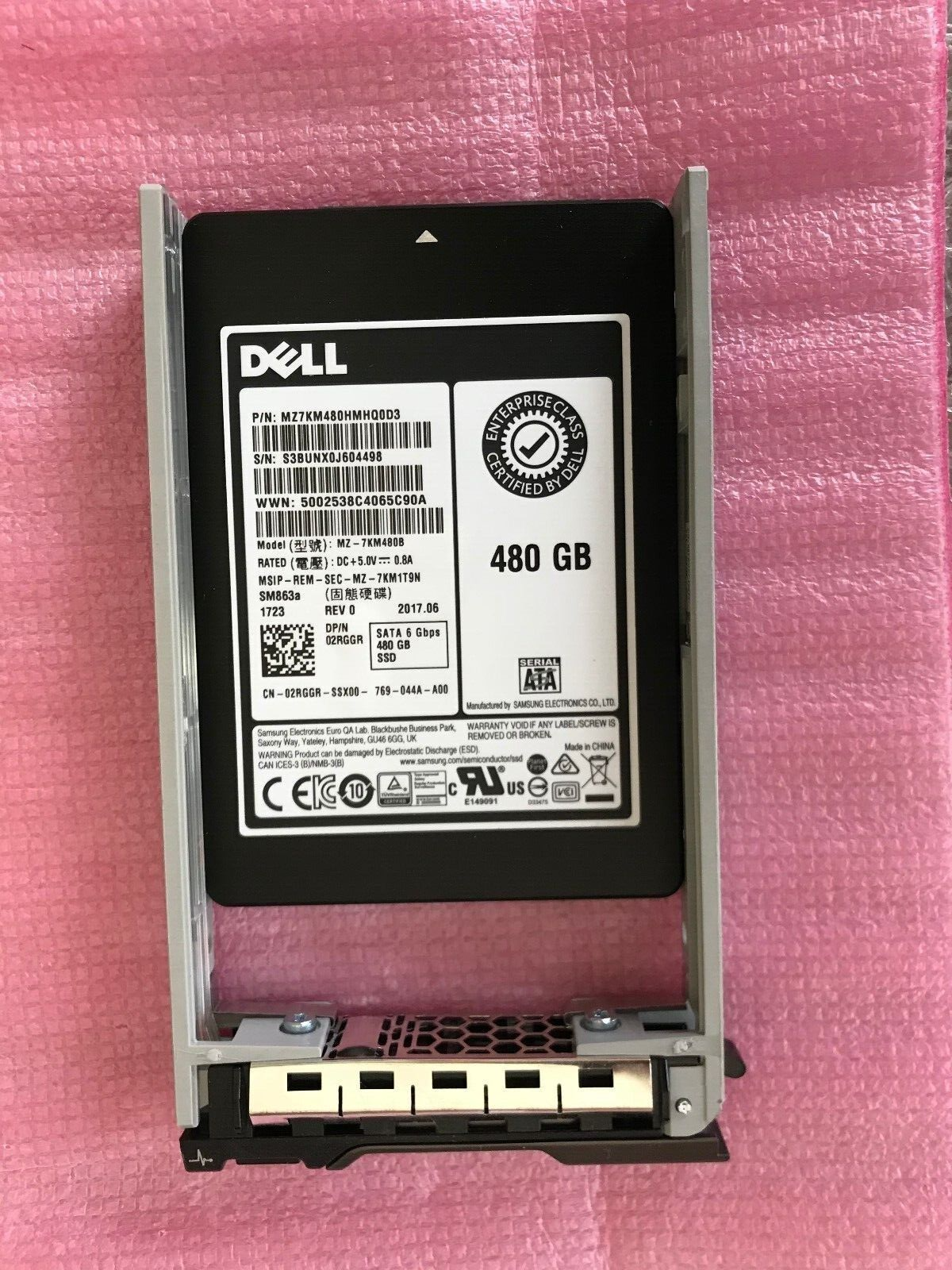 DELL SAMSUNG MZ7KM480HMHQ0D3 2.5" SSD R730 R630 R740 R640 02RGGR 2RGGR