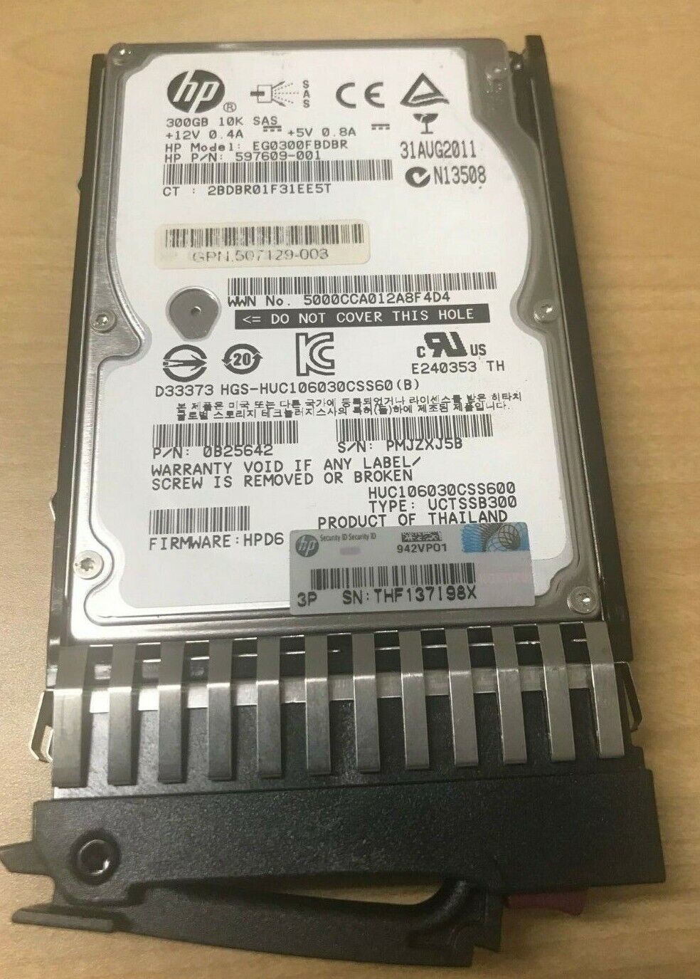 HP EG0300FBDBR 597609-001 0B25642 300GB 2.5" 10K 6G dual port sas hard drive