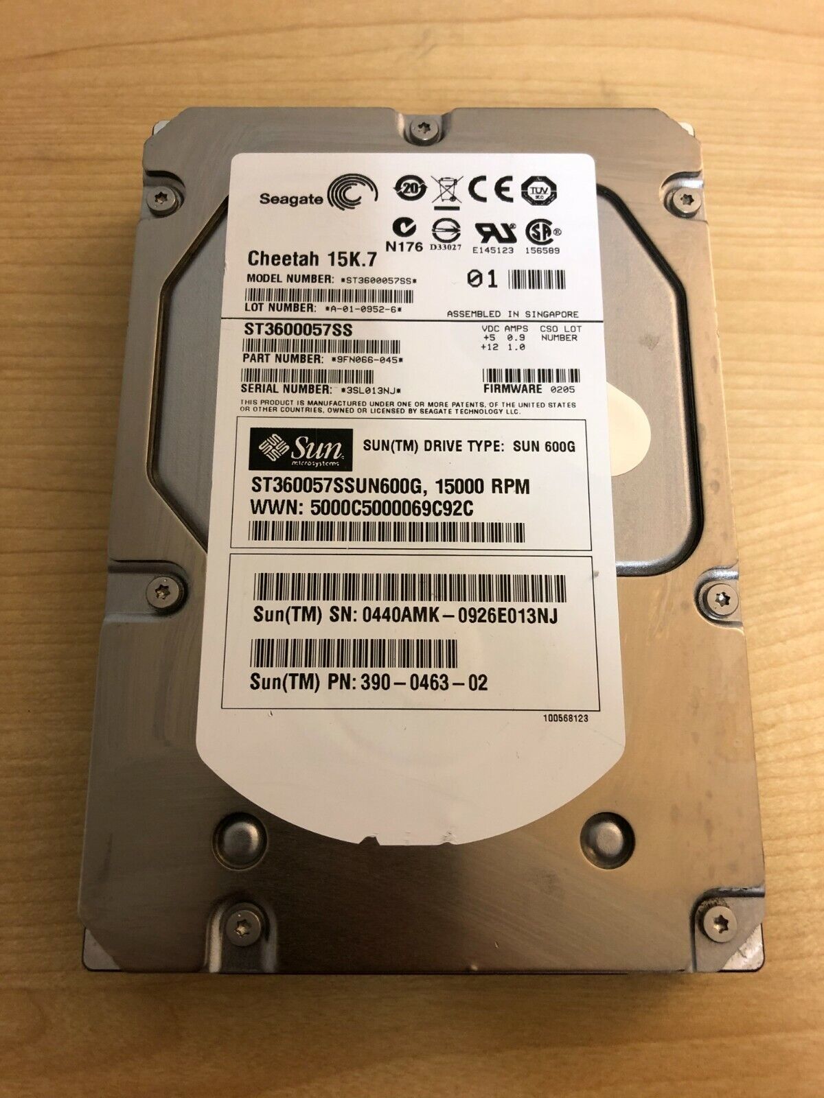 SUN 390-0463-02 600GB SAS 15000RPM 3.5'' ST3600057SS ST360057SSUN600G
