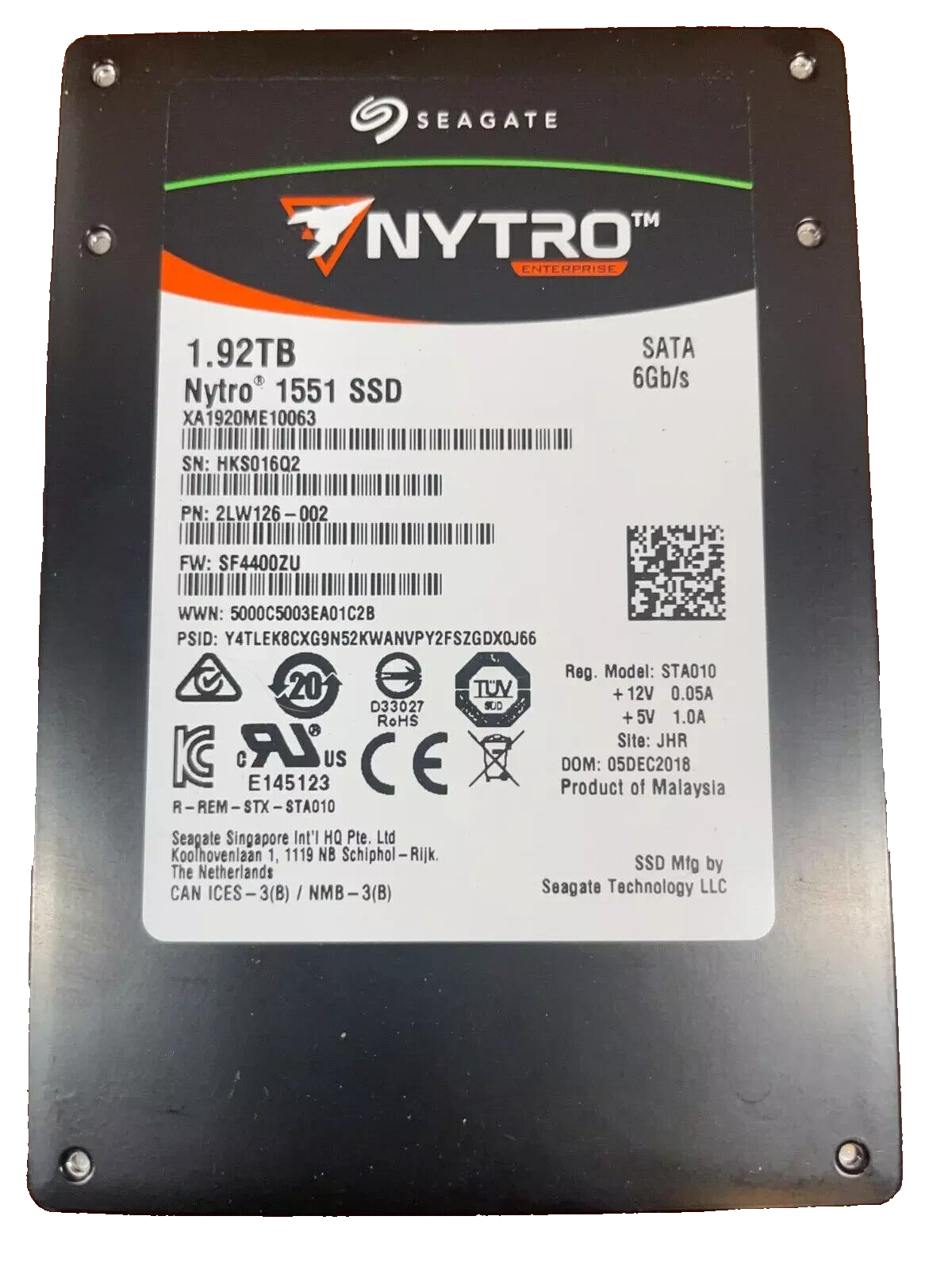 Seagate Nytro 1551 XA1920ME10063 1.92TB 6Gbps SATA 2.5" Solid State Drive SSD