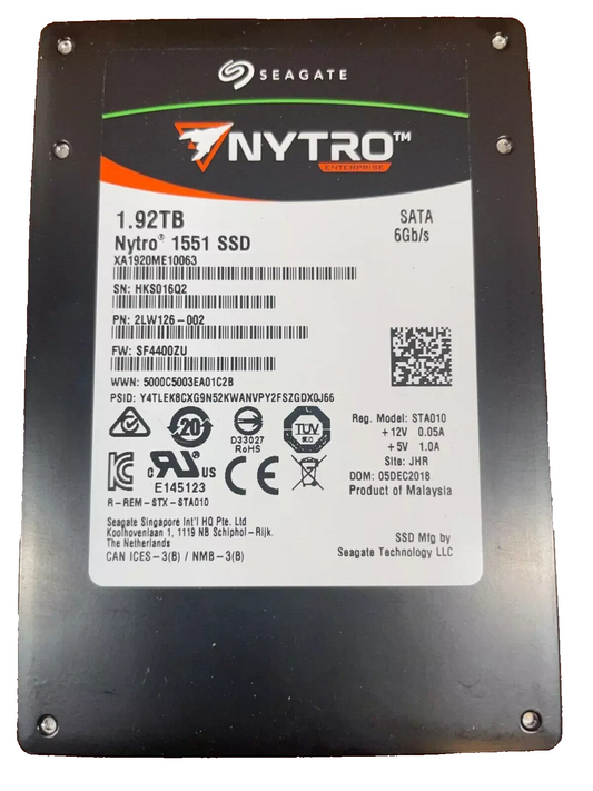 Seagate Nytro 1551 XA1920ME10063 1.92TB 6Gbps SATA 2.5" Solid State Drive SSD