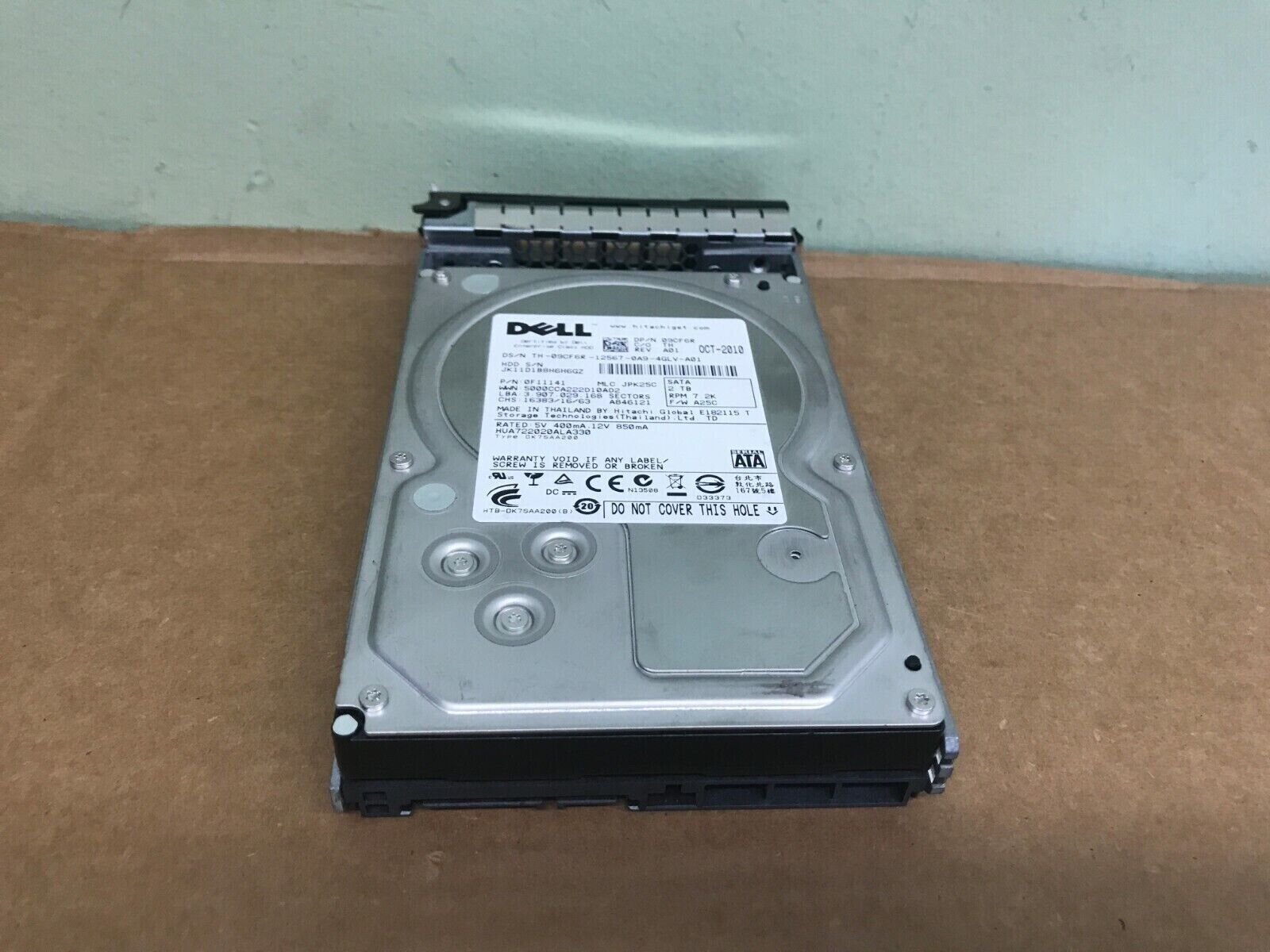 9CF6R 09CF6R HUA722020ALA330 DELL 2TB 7.2K 3G LFF 3.5" SATA HDD HARD DRIVE
