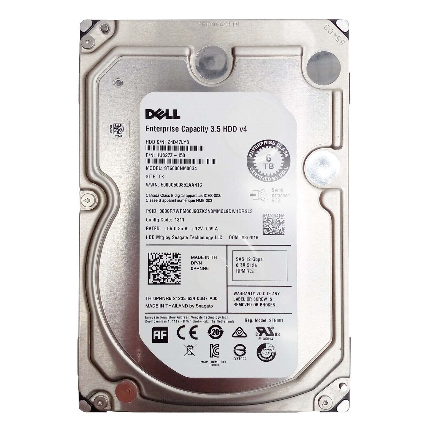 Dell 8D1V4 6TB 7200RPM SAS 3.5" 12Gbps Hard Drive ST6000NM0034 HDD Seagate