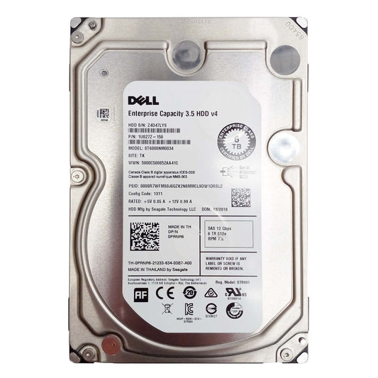 Dell 8D1V4 6TB 7200RPM SAS 3.5" 12Gbps Hard Drive ST6000NM0034 HDD Seagate