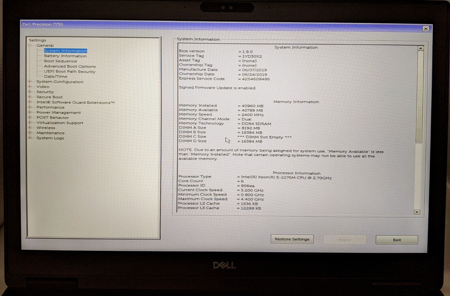 DELL PRECISION 7730 17.3" XEON 2.70GHz 40GB RAM 1TB SSD nvidia p4200
