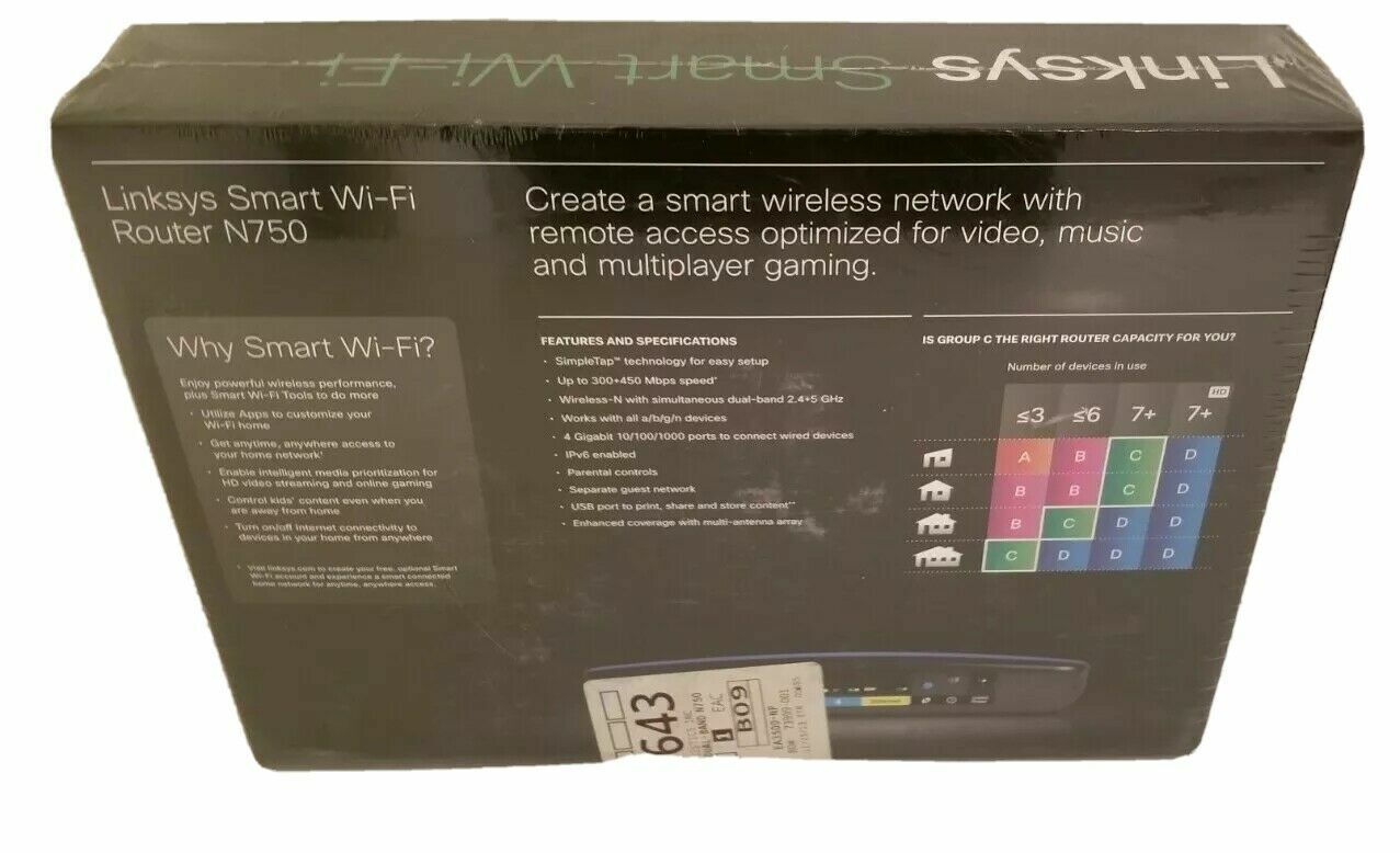 Linksys Smart Wi-Fi Router by Cisco EA3500 N750 Dual Band Wireless Router
