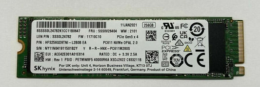 SK Hynix 256GB P/N HFS256GD9TNI-L2BOB EA PC611 M2 2280 PCIe Gen3 x4 NVMe SSD