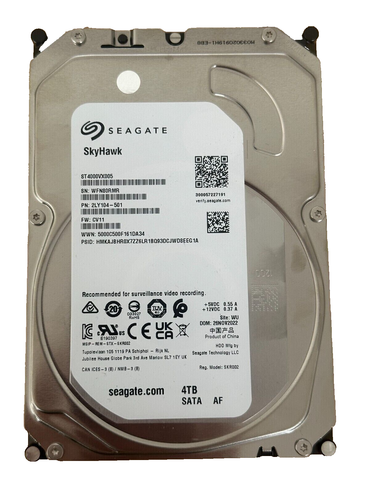 Hard Drive SEAGATE SKYHAWK 4TB  64MB SATA ST4000VX005 3.5'' HDD hard drive