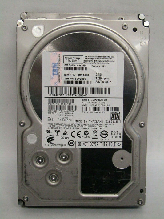 IBM 59Y5483 2TB 7200RPM 3.5" SATA HITACHI HUA722020ALA330 69Y2698 F10632