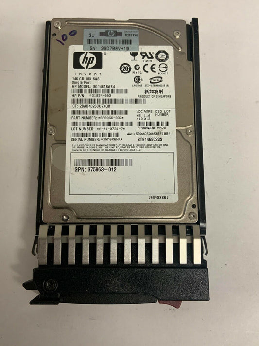 HP DG146ABAB4 146GB 10K SAS P/N: 431954-003 hard drive HDD 