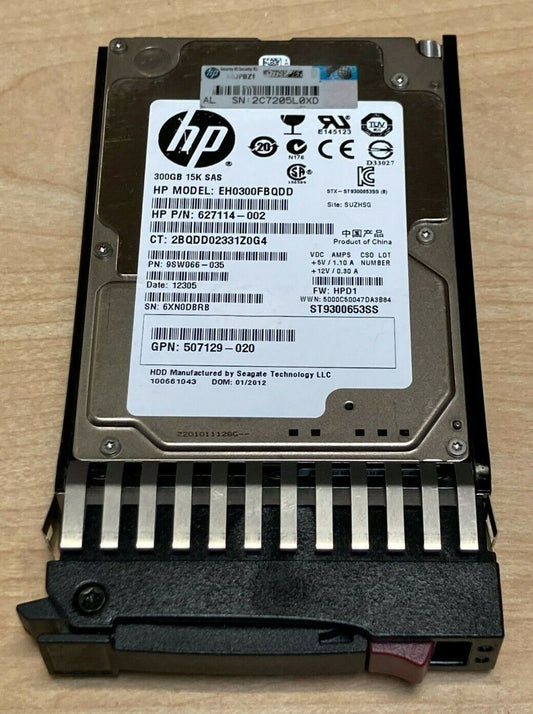 627114-002  REF HPE 300GB SAS 6G 15K SFF HPE HDD 507129-020