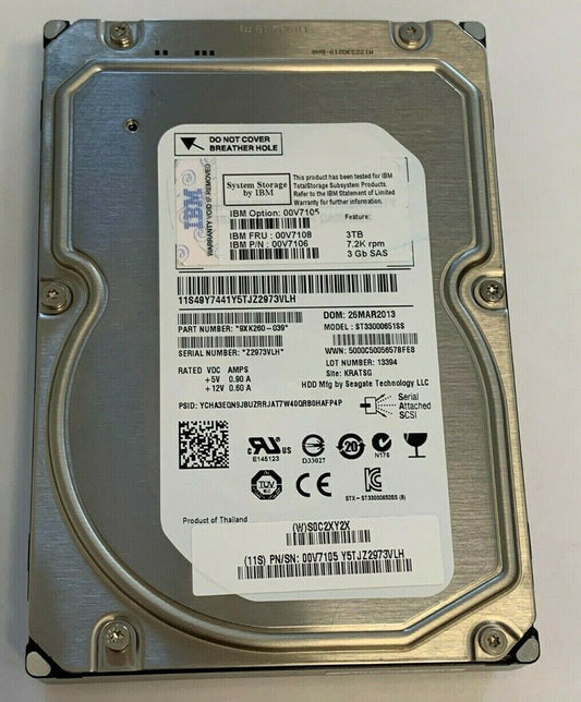 IBM SEAGATE 3TB 7.2K 3GB SAS ST33000651SS Server 64MB Cache SAS 6Gb/s 3.5"