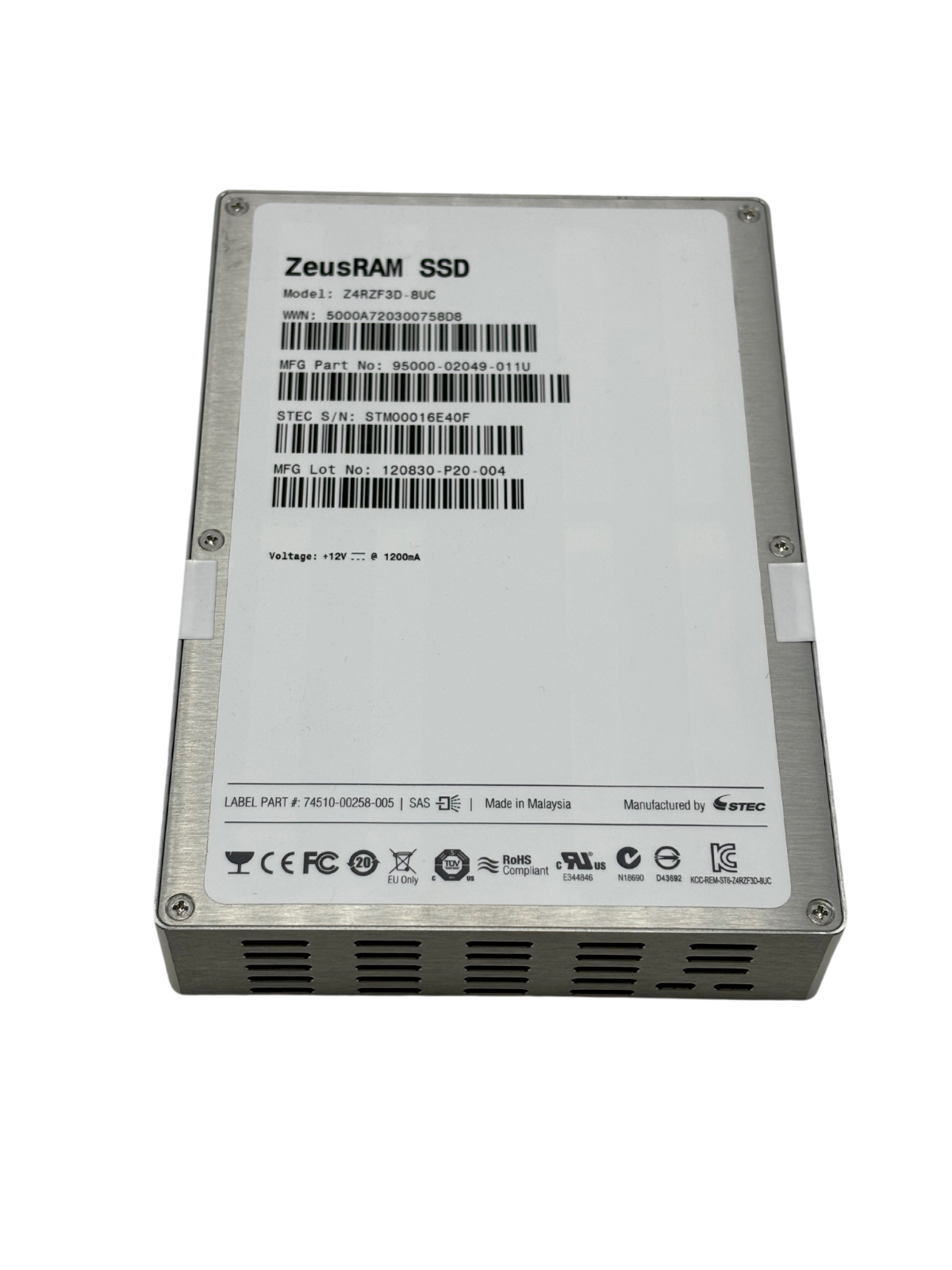 STEC Z4RZF3D-8UC ZeusRam 8GB SAS 3.5" Solid State Drive w60