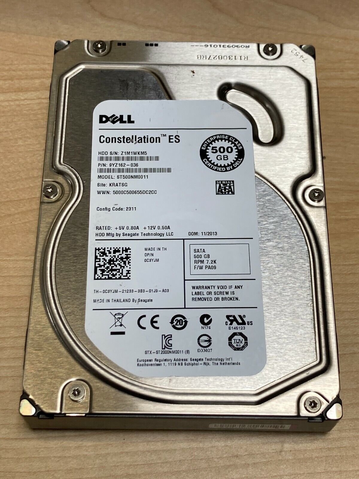 Dell 500GB 6G 7.2K 3.5" SATA C3YJM 0C3YJM HDD Hard Drive ST500NM0011