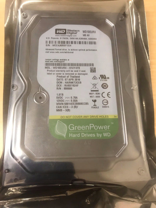 LOT of 100 Western Digital WD10EURX 1TB  3.5" SATA 6.0Gb/s Hard Drive  CCTV DVR