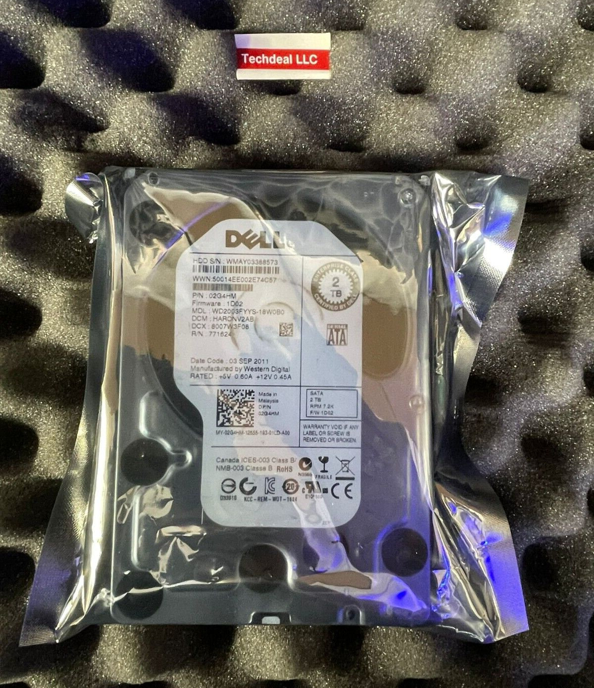 2G4HM DELL WD 2TB 3G SATA 7.2K 3.5" LFF HDD HARD DRIVE WD2003FYYS