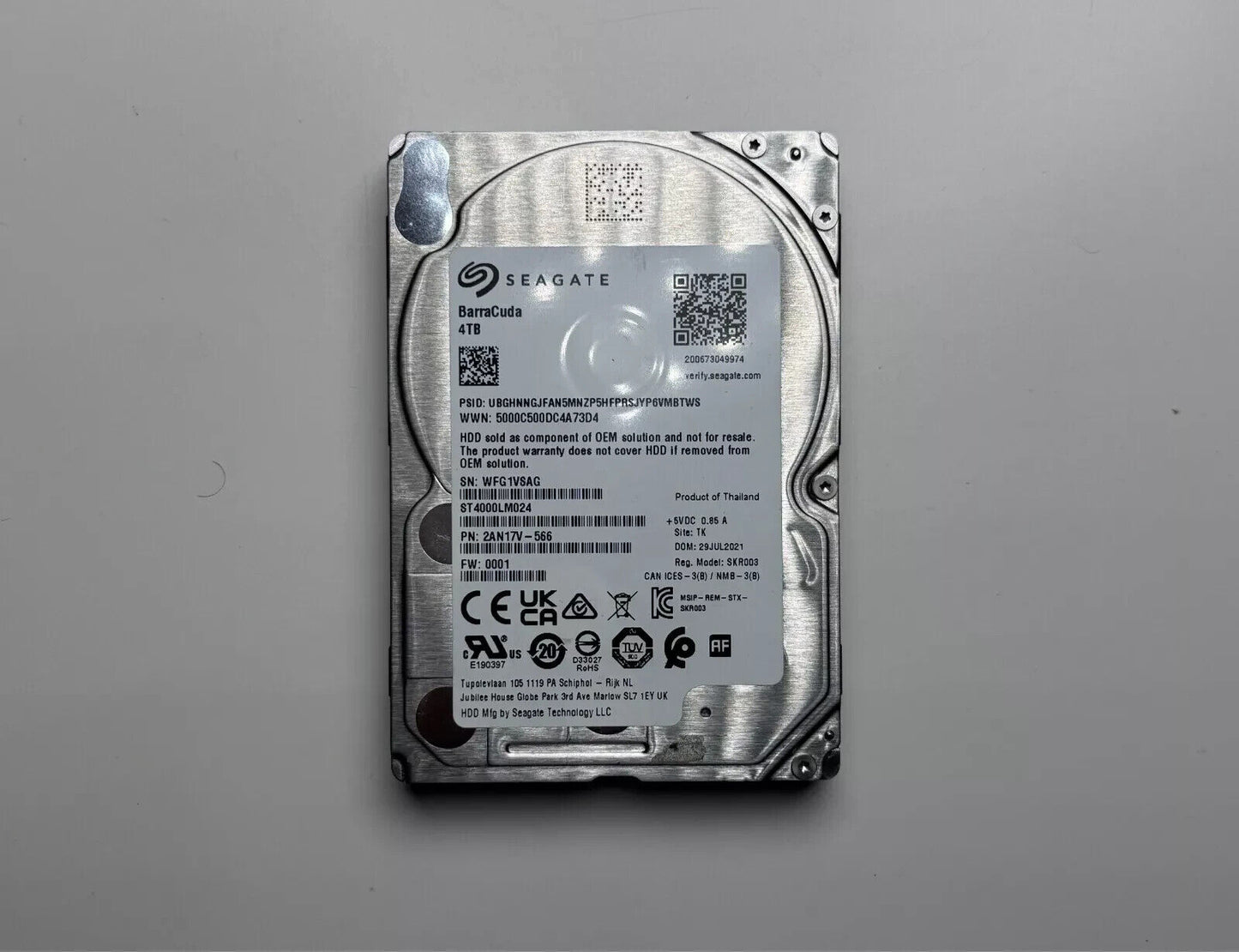 Tested 4TB Seagate Barracuda 2.5" SATA III Hard Drive ST4000LM024 2AN17V-566