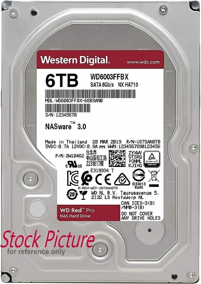 Western Digital WD Red Pro NAS HDD WD6003FFBX 6TB w/ 256MB Cache 7200rpm 3.5"