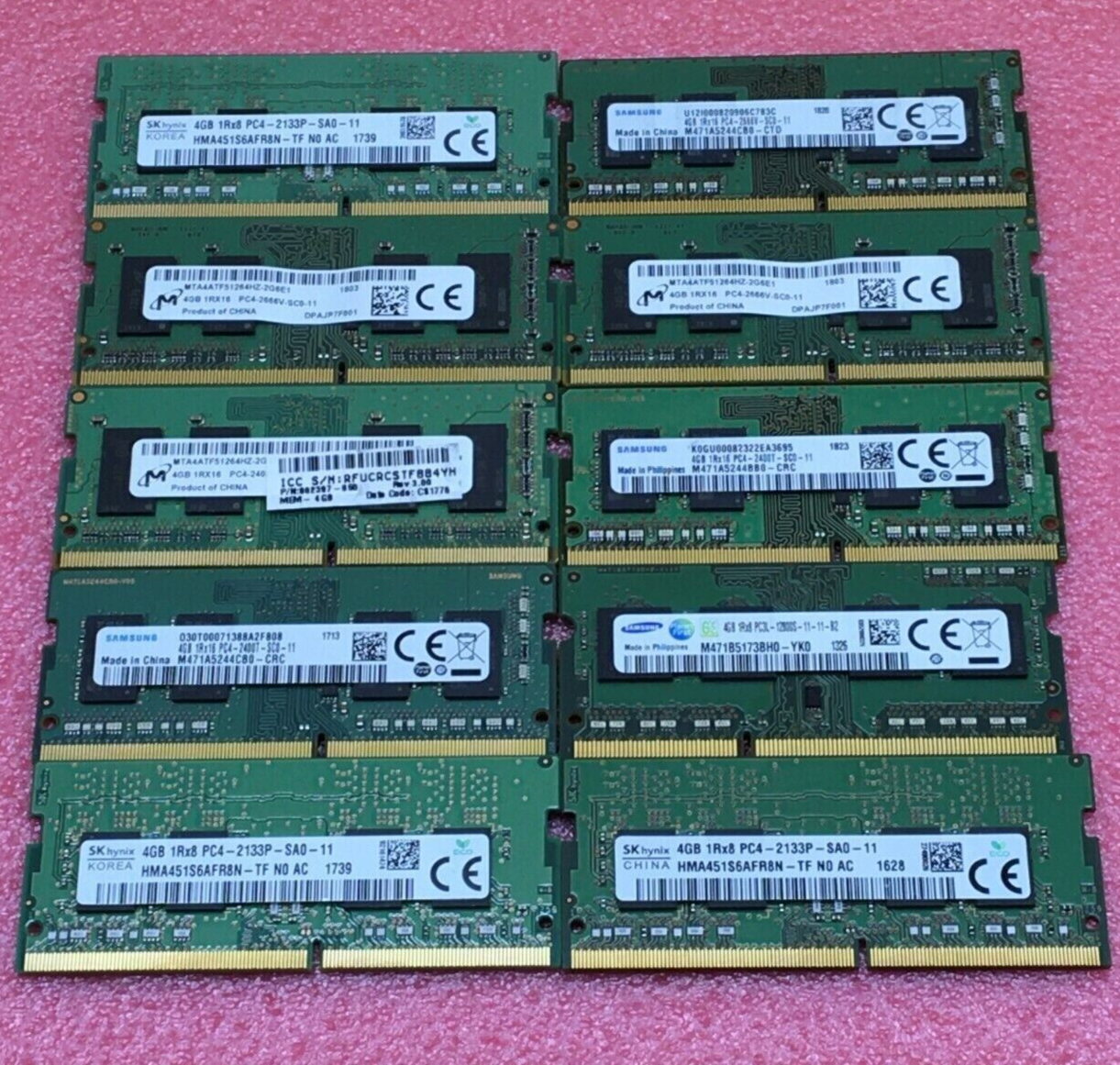 4GB DDR4 Mixed Brand, Mixed Speed Laptop/Notebook Memory - Lot of 10 TESTED