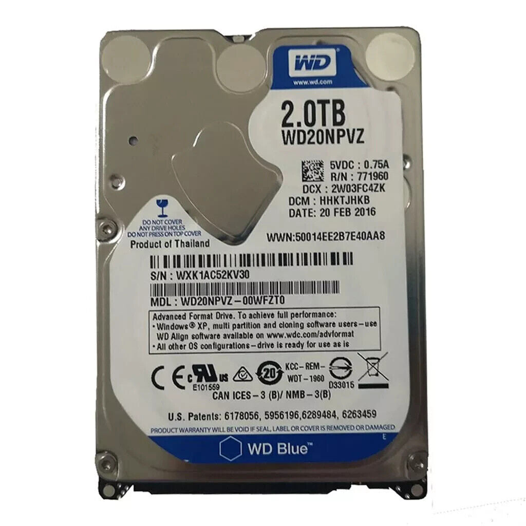 Western Digital 2TB WD20NPVZ 5400RPM 8MB SATA 2.5" Laptop HDD Hard Disk Drive