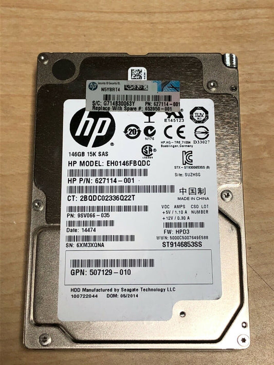 HP 627114-001 G8 G9 146-GB 6G 15K 2.5 SAS EH0146FBQDC