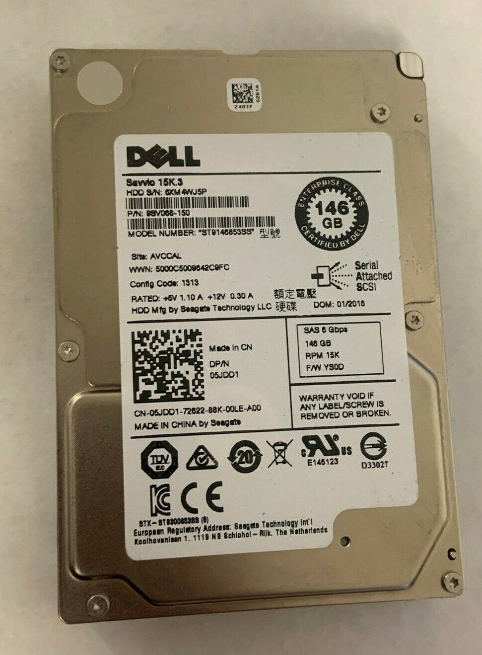 Dell 146GB 15K 6Gbps SAS 2.5'' Hard Drive (5JDD1)