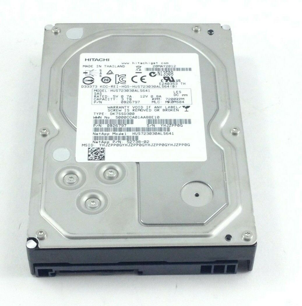 0B26797 Hitachi NetApp 3TB 7200RPM 6Gbps SAS 3.5'' Hard Drive HUS723020ALS641 HD