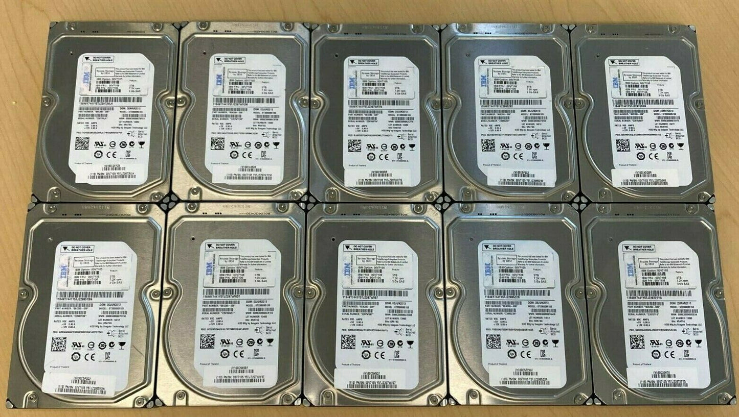 LOT OF 10 IBM SEAGATE 3TB 7.2K 3GB SAS ST33000651SS