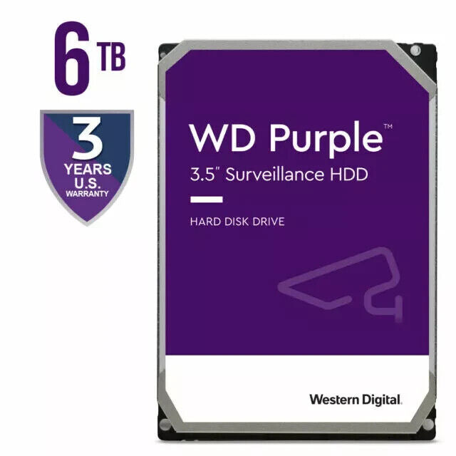 Western Digital WD Purple Surveillance 6TB RPM SATA 3.5" Hard Drive WD62PURZ DVR