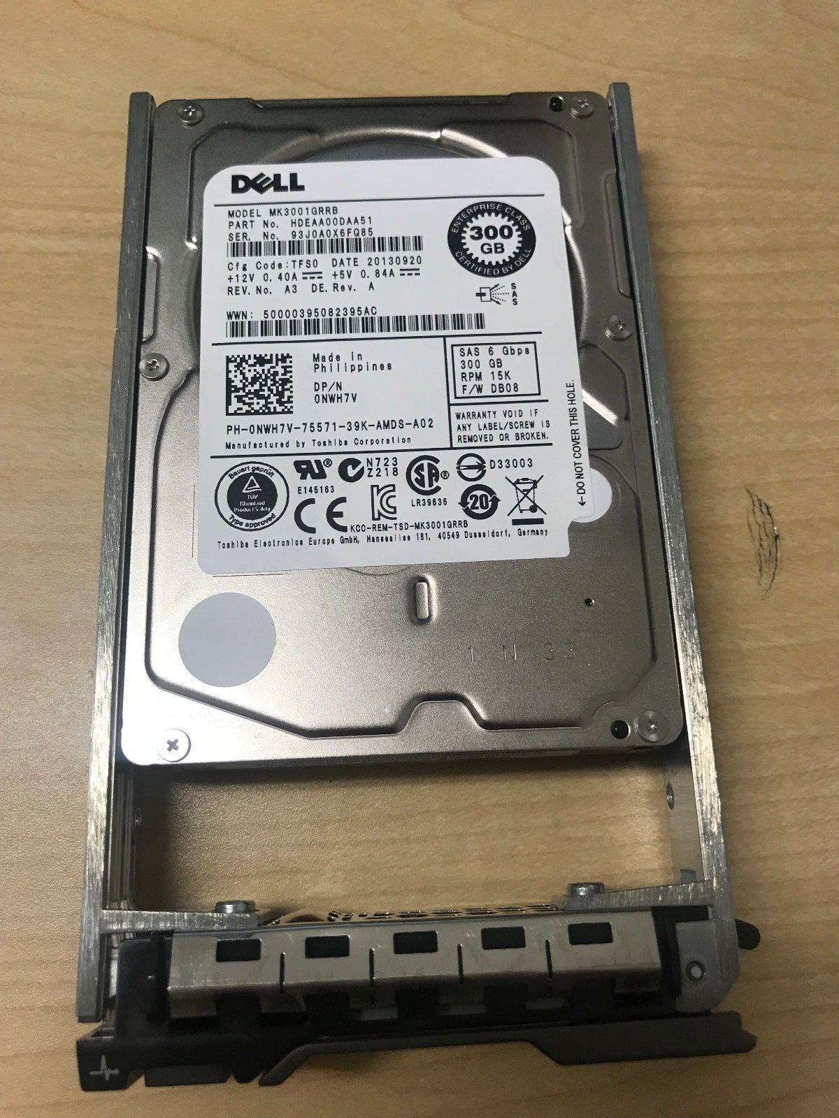 Dell 300GB 6G SAS 15K 2.5 HDD NWH7V R610 R710 R620 R720 R630 R730 MK3001GRRB