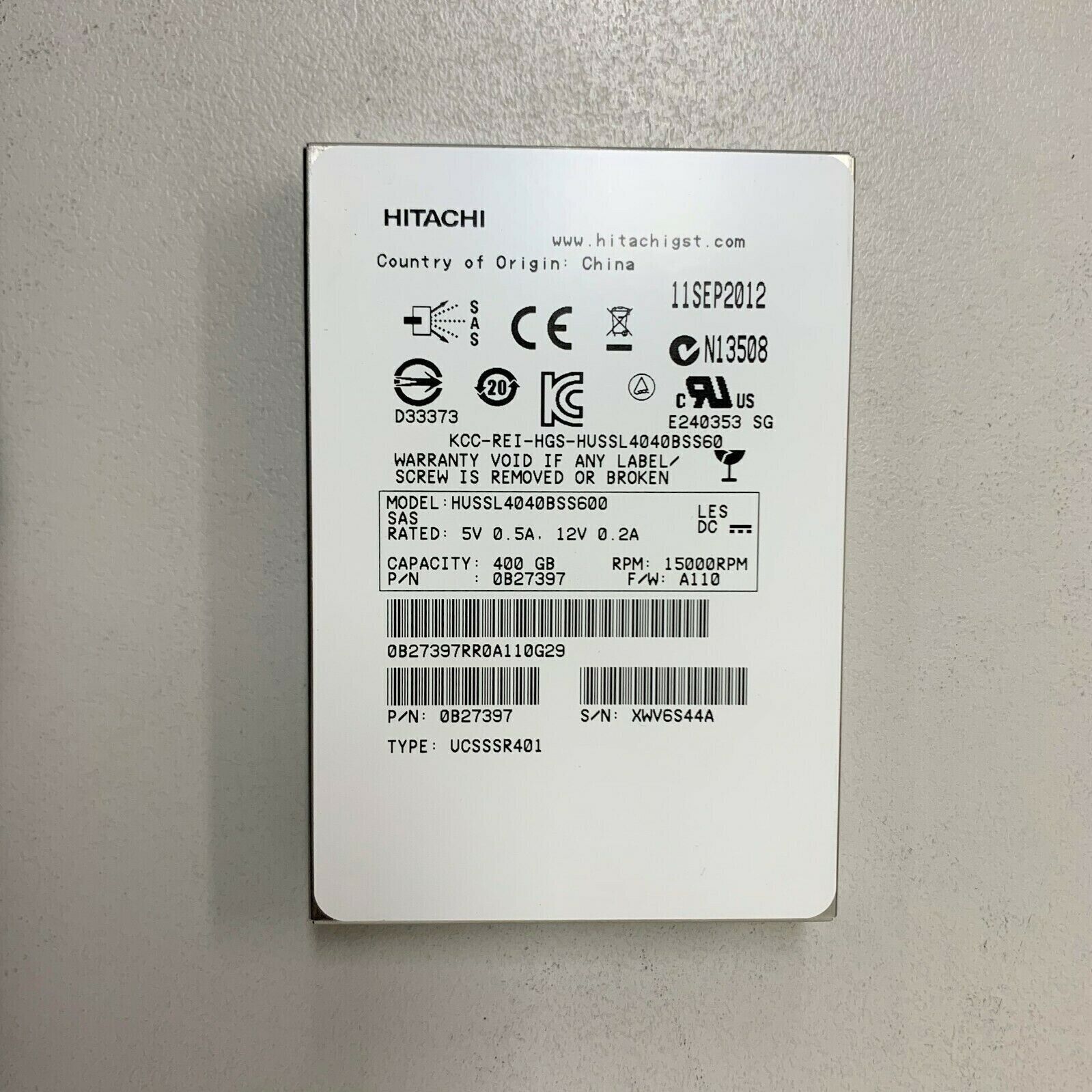 HGST HUSSL4040BSS600 400GB SSD 2.5" SAS SOLID STATE DRIVE 0B27397 hard drive