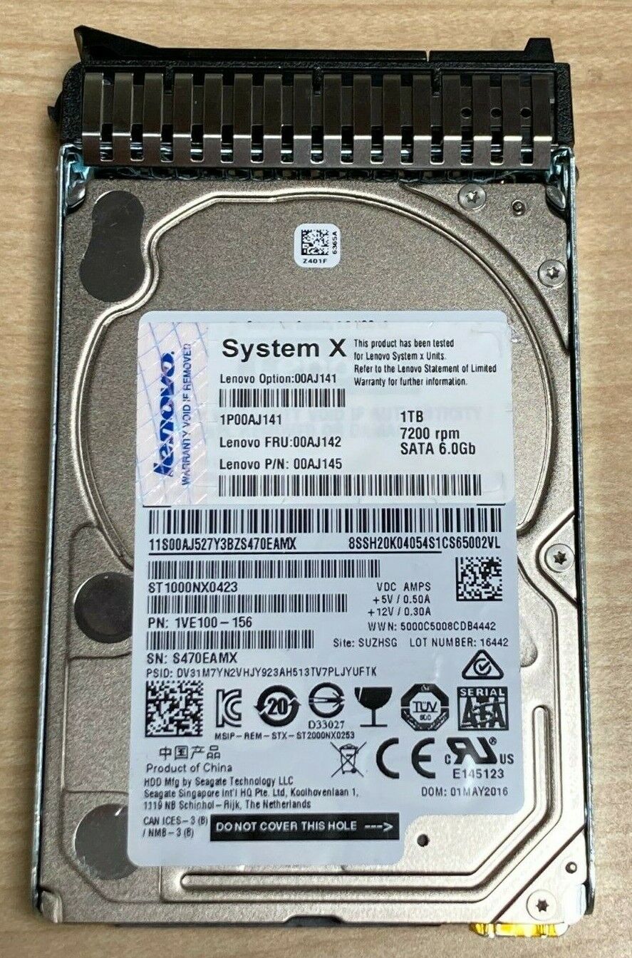 IBM LENOVO 1TB 7.2K 2.5" 6GB SATA SFF HotSwap 00AJ142 00AJ141 00AJ145 Hard drive