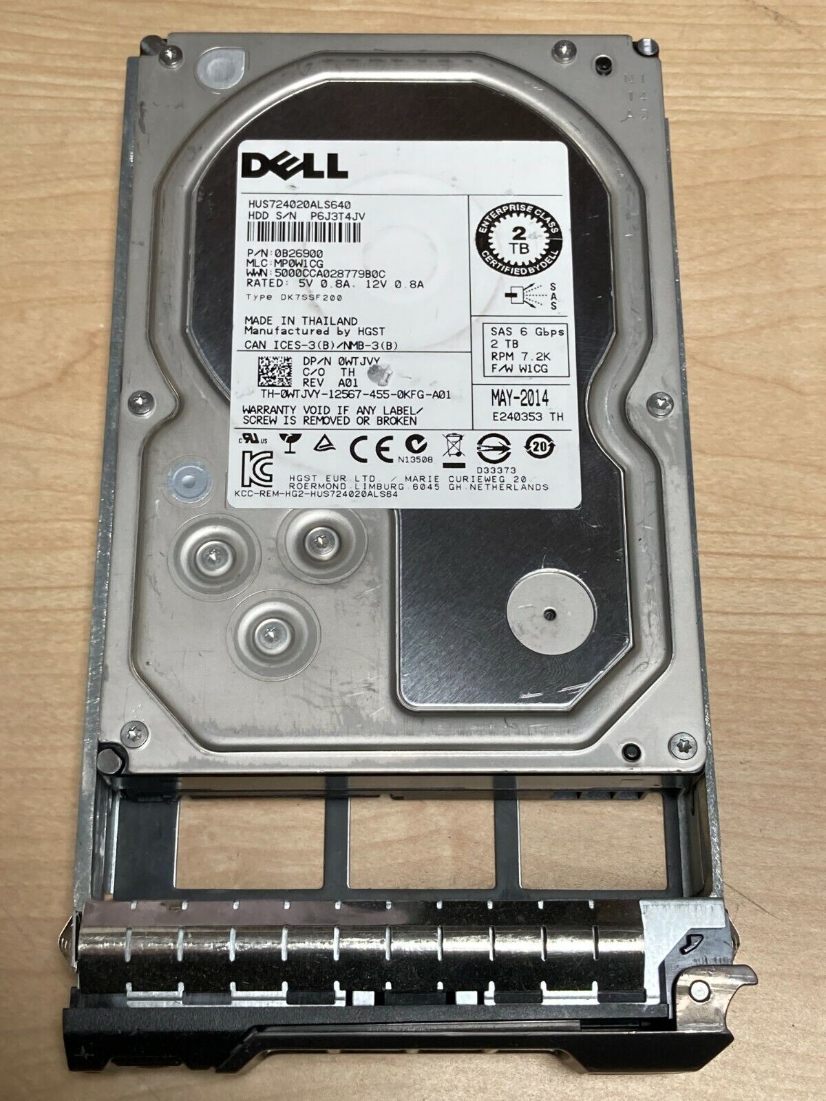 WTJVY 0WTJVY HUS724020ALS640 DELL 2TB 7.2K 6G LFF 3.5" SAS HARD DRIVE