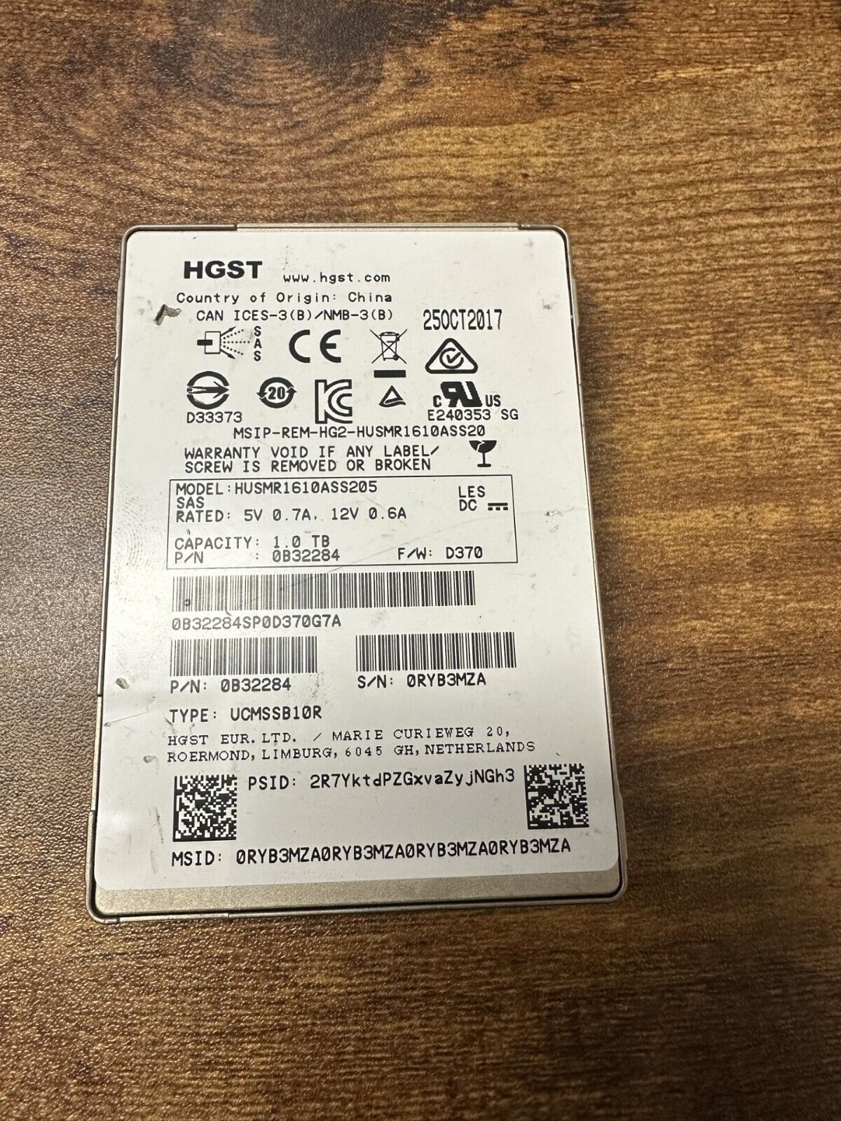 HUSMR1610ASS205 HGST Hitachi Ultrastar SSD1600MR 1TB MLC SAS 12Gbps (FIPS-TCG