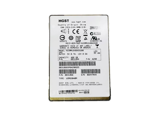 HGST Ultrastar SSD1600MM 400GB 2.5" 12Gbps SAS SSD 0B31066 HUSMM1640ASS200