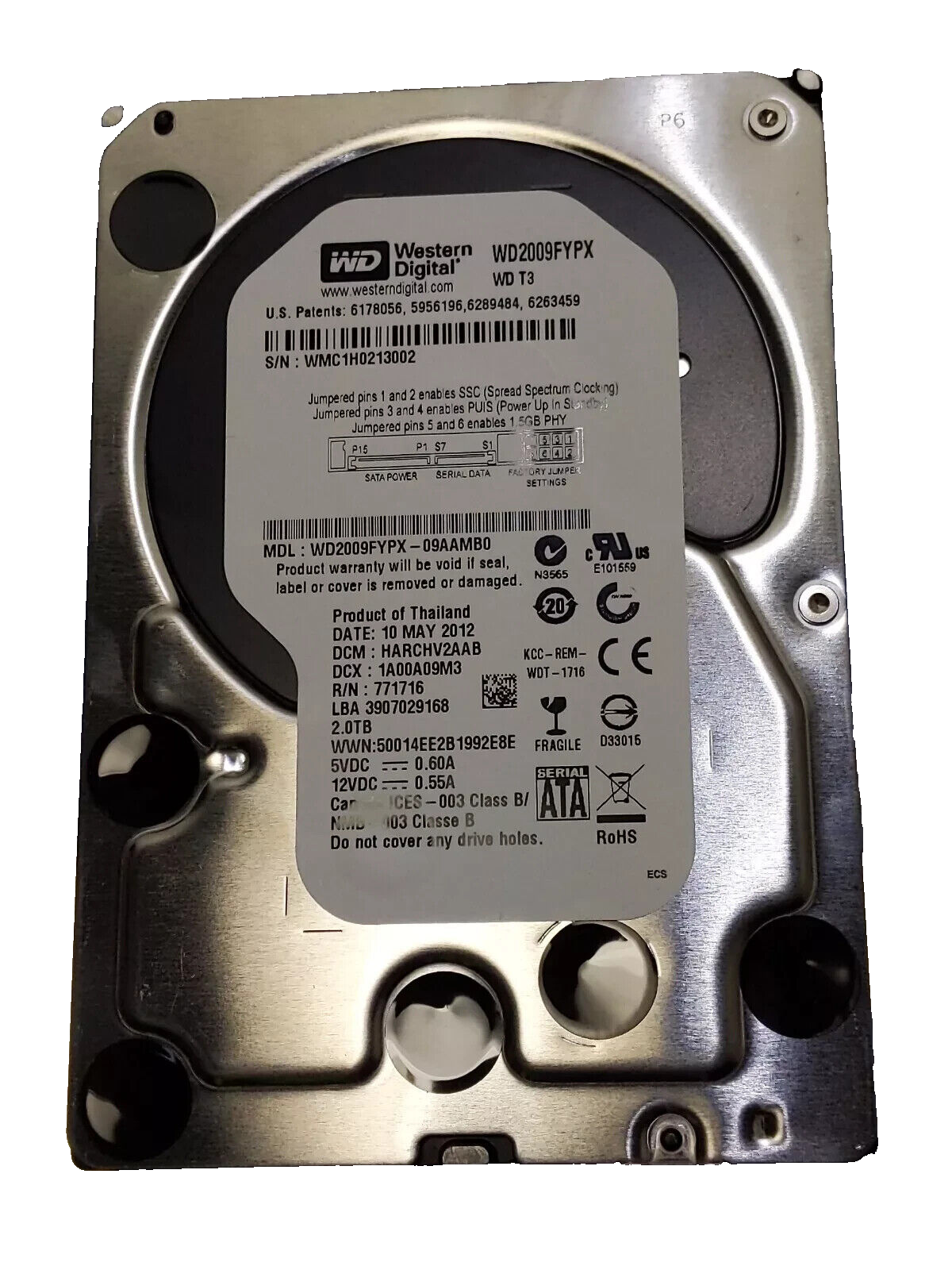 2TB WD Western Digital Sentinel Hard Drive WDBNSH0020HNC-NASN WD2009FYPX-09AAMB0