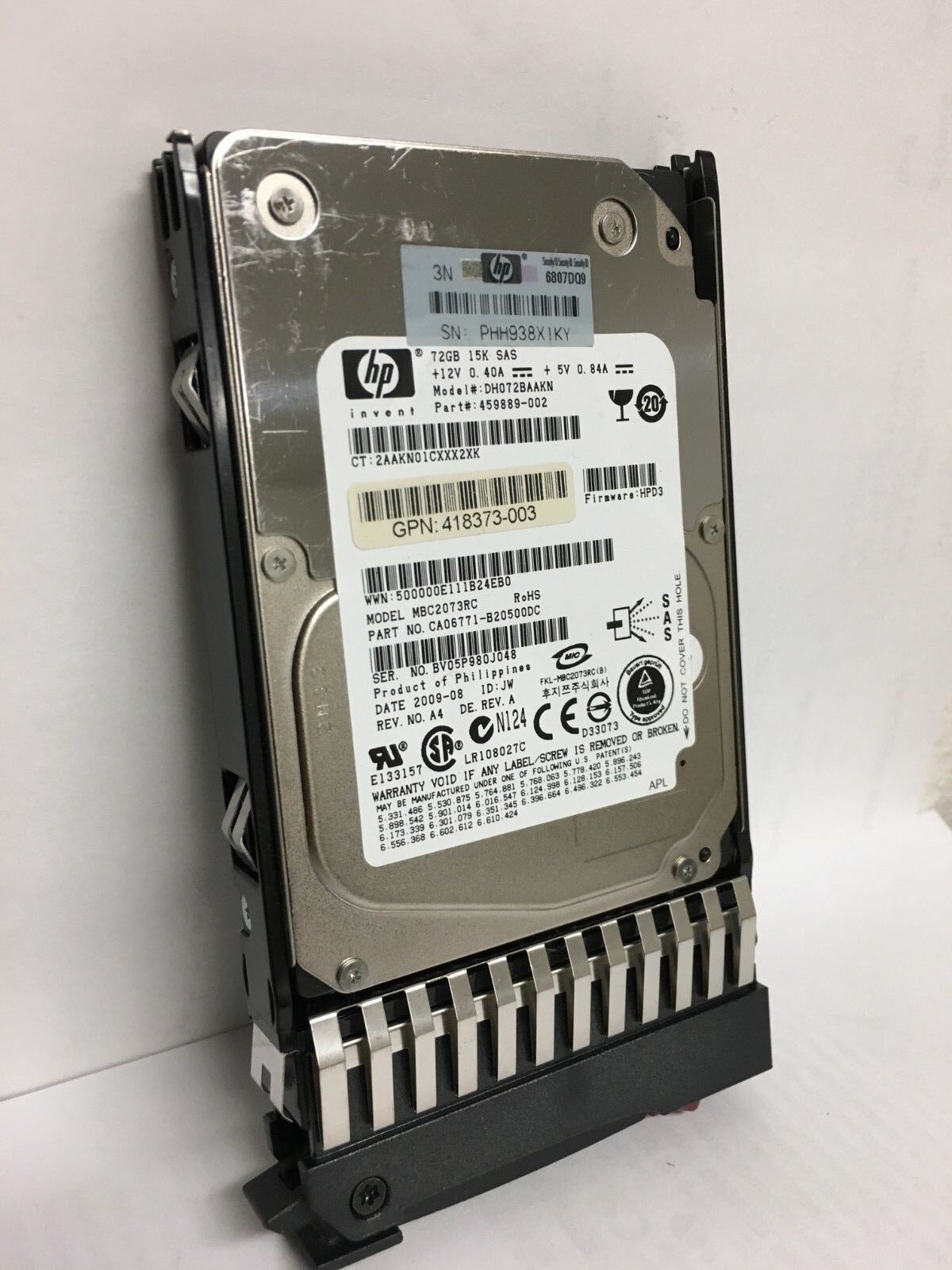 HP 459889-002 72GB 15k RPM 2.5" SAS Hard drive w/ tray 418373-003