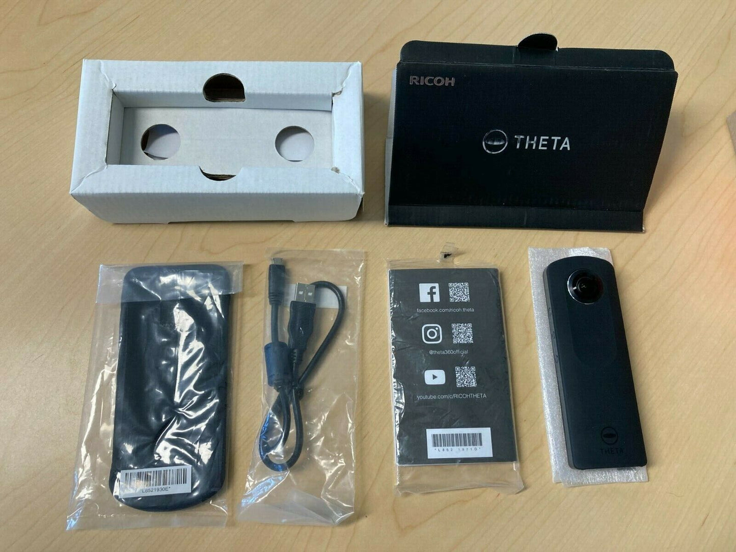 Ricoh Theta S Digital Camera (Black) 360-degree 14.4mp Shock Resistant case 