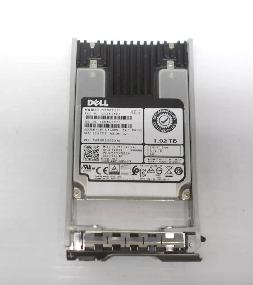 Dell 1.92TB SSD SAS 12Gbps V0K7V 2.5" Server Hard Drive R610 R720 R730 R710 2TB