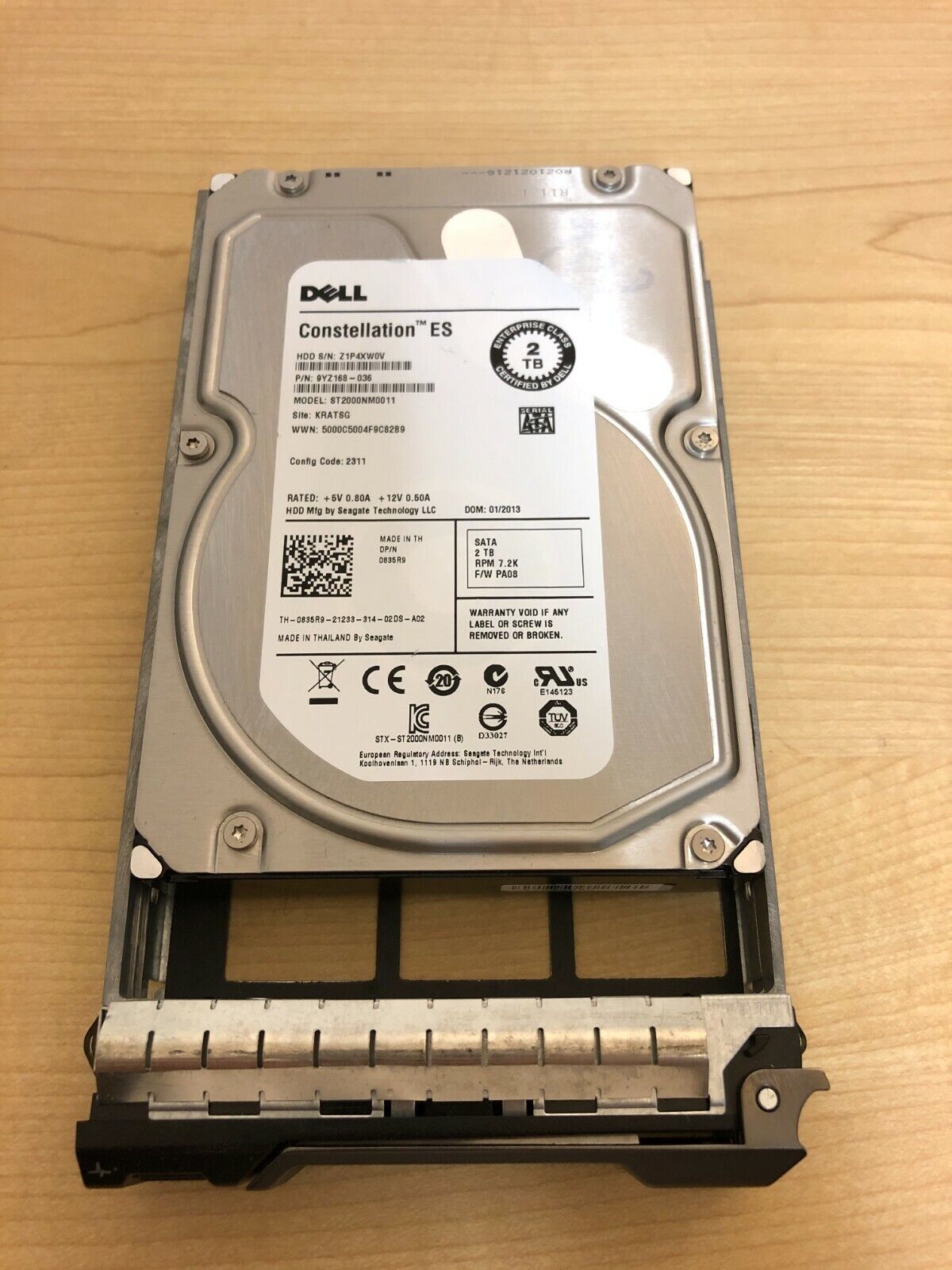 835R9 DELL 0835R9 2TB 7.2K 6G LFF 3.5'' SATA HDD HARD DRIVE ST2000NM0011 HDD