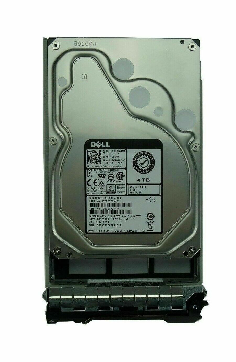 Dell 4TB F9W8 7.2K SAS 12Gbps 3.5" HDD 0F9W8 Server hard drive HDD tray Server