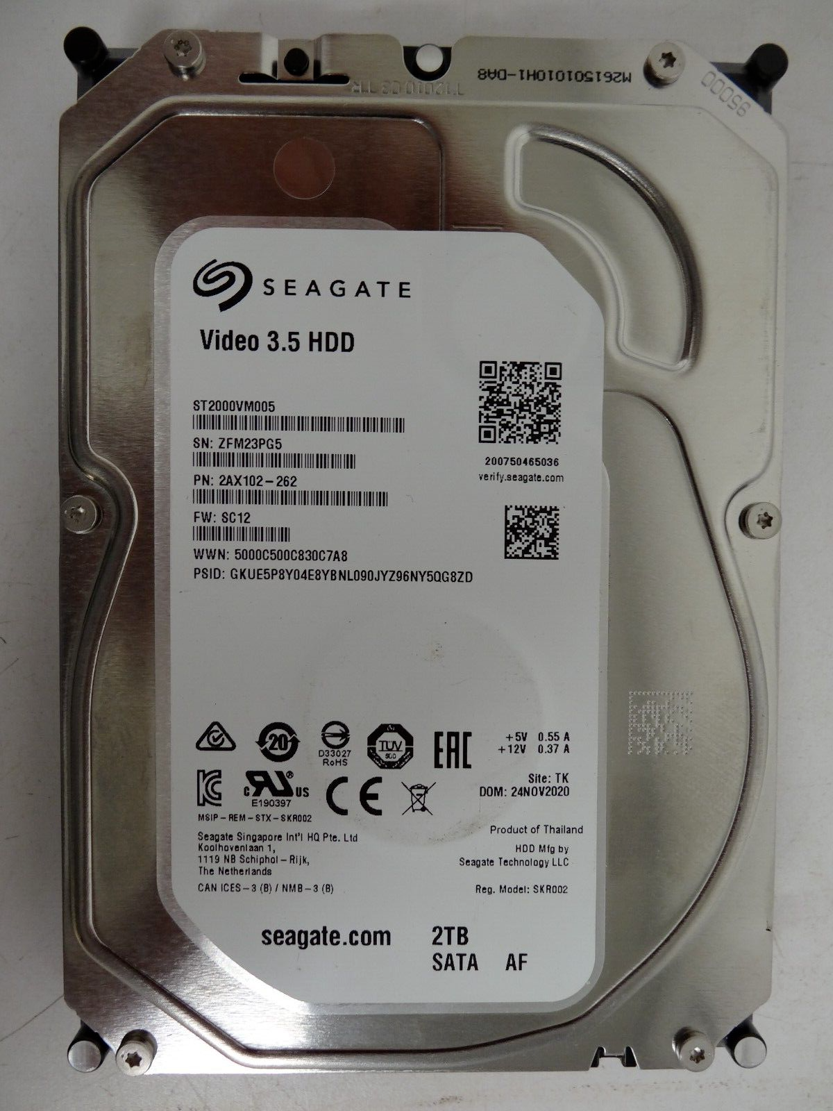 USED SEAGATE 2TB ST2000VM005 3.5" SATA 6GB/S SMR 256MB 5400 RPM THIN OEM