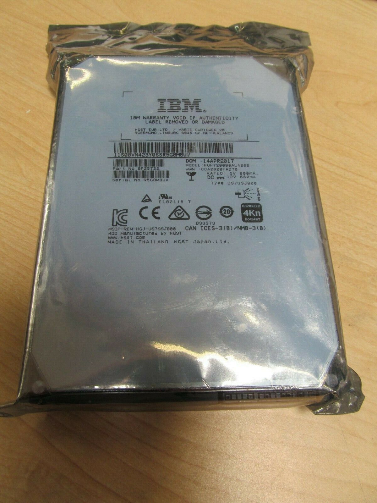 0F25722 IBM 8TB 7.2k RPM 12G Nl-SAS HDD Gen2 HUH728080l4200 Server Enterprise