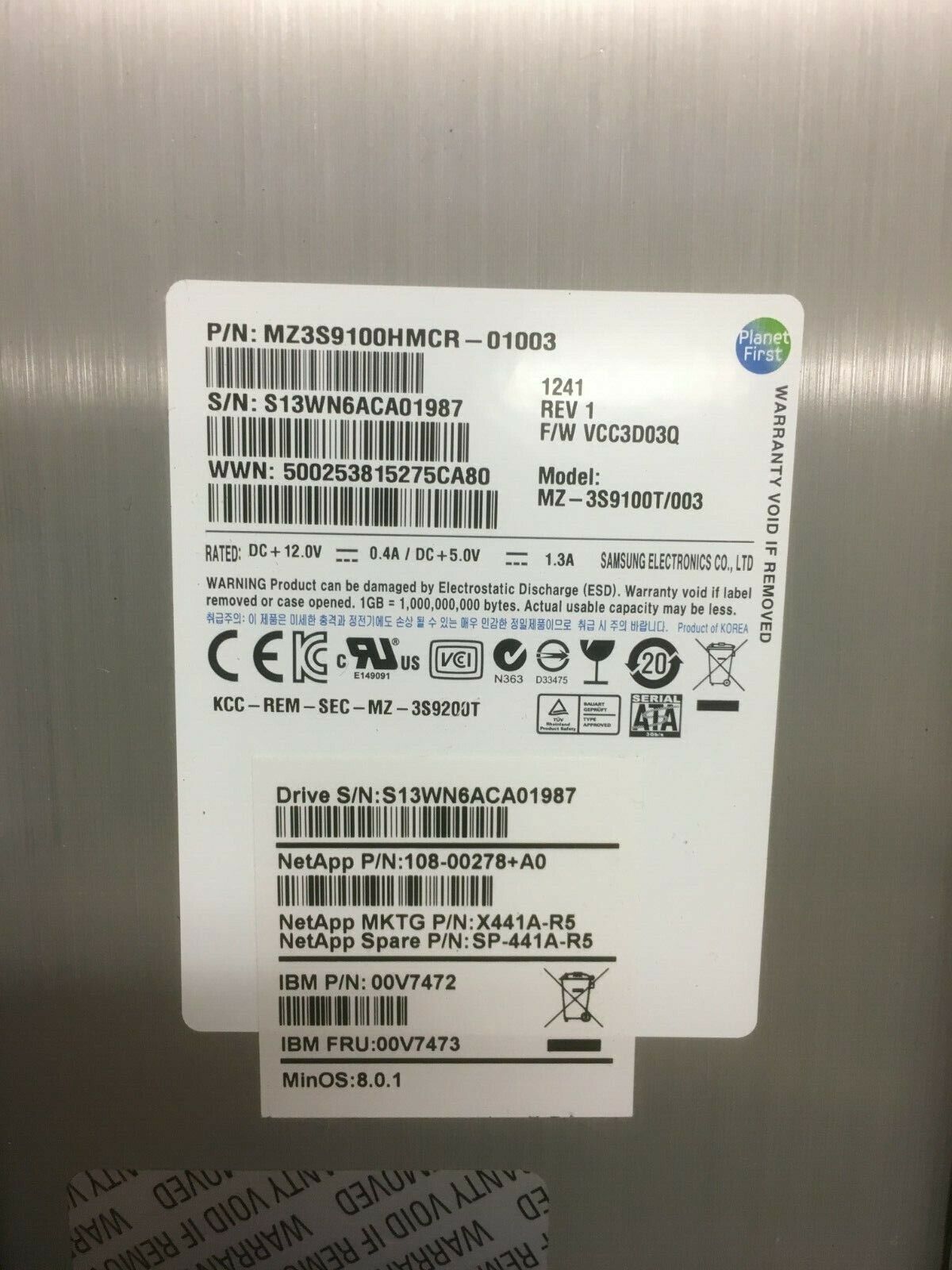 IBM 00V7473 100GB 3.5" 6Gbps SAS Solid State Drive SSD 00V7472